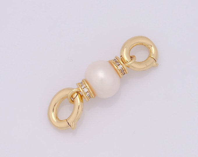 1 pcs Gold Clasp Connector,18K Gold Filled Pearl Clasp,Pearl Clasp for DIY Bracelet Necklace Jewelry Making Findings Supply