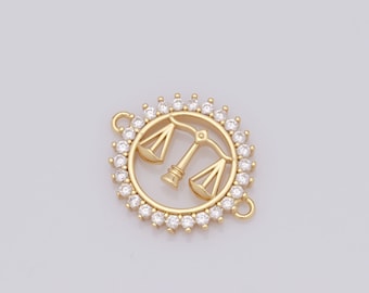 1 pcs Gold CZ Justice Connector,18K Gold Filled Weighing Connector,Weighing  Connector DIY Bracelet Necklace Jewelry Making Findings Supply