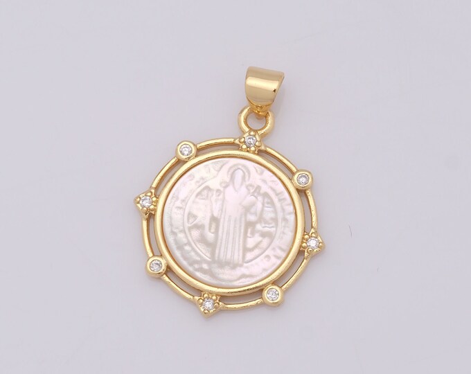 1 pcs Gold CZ Jesus Pendant,18K Gold Filled Fritillary Religion Charm,Christian Charm DIY Bracelet Necklace Jewelry Making Findings Supply