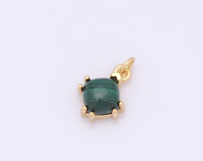 1 pcs Gold Square Pendant,18K Gold Filled Natural Stone Charm,Square Charm DIY Bracelet Necklace Jewelry Making Findings Supply