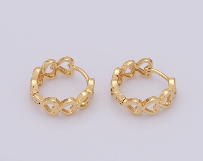 1 pair Gold Heart Earrings,18K Gold Filled Huggie Hoop Earrings,Hoop Earrings,Hypoallergenic Huggie Hoop,Gift for Her