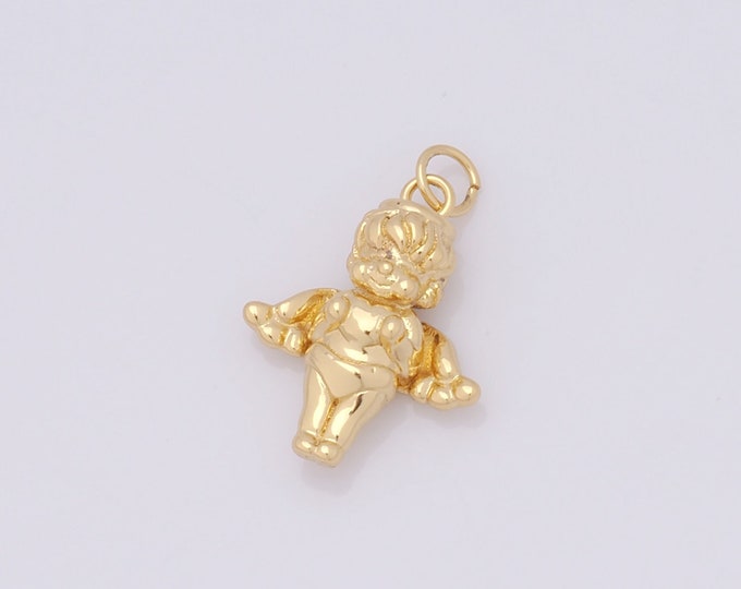 1 pcs Gold Angel Pendant,18K Gold Filled Angel Charm,Angel Charm DIY Bracelet Necklace Jewelry Making Findings Supply