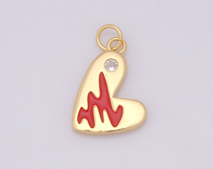 1 pcs Gold Heart Pendant,18K Gold Filled Heart Charm,Heart Charm DIY Bracelet Necklace Jewelry Making Findings Supply