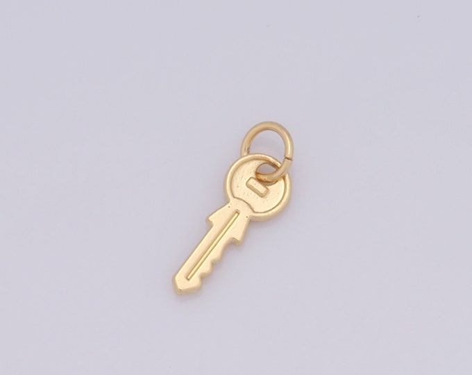 1pcs Gold Key Pendant,18K Gold Filled Key Charm,Key Charms DIY Bracelet Necklace Jewelry Making Findings Supply