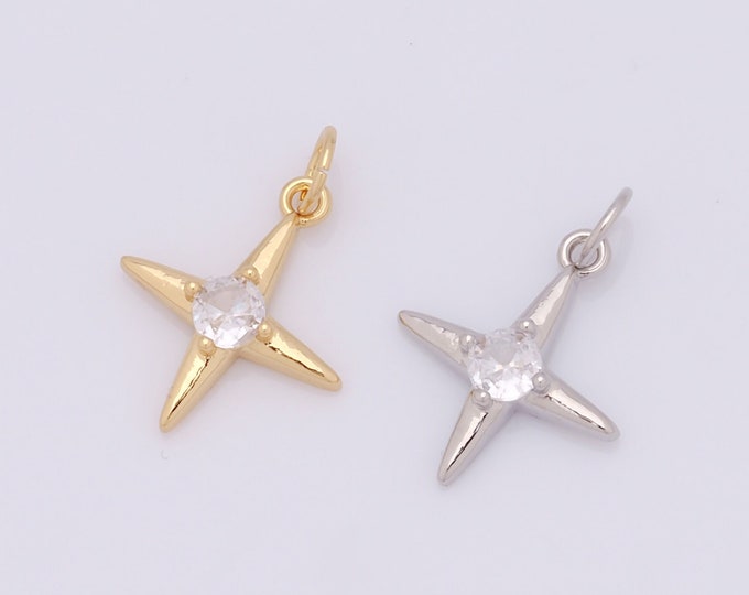 1 pcs Gold Cross Star Pendant,18K Gold Filled Cross Star Charm,Cross Star Charms DIY Bracelet Necklace Jewelry Making Findings Supply