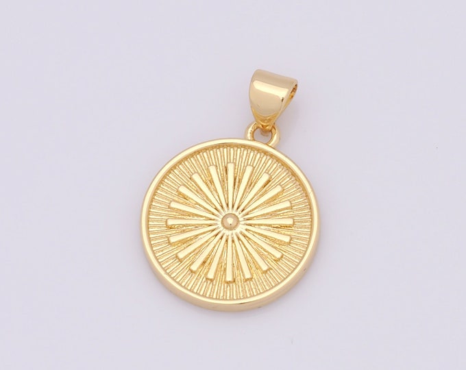 1 pcs Gold Round Pendant,18K Gold Filled Sun Charm,Round Charms DIY Bracelet Necklace Jewelry Making Findings Supply