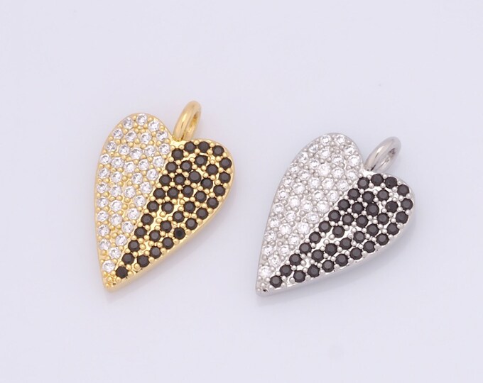 1 pcs Gold Heart Pendant,18K Gold Filled CZ Heart Charm,Heart Charms DIY Bracelet Necklace Jewelry Making Findings Supply