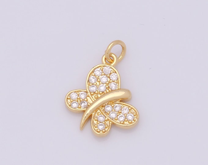 1 pcs Gold Butterfly Pendant,18K Gold Filled Insect Charm,Butterfly Charms DIY Bracelet Necklace Jewelry Making Findings Supply