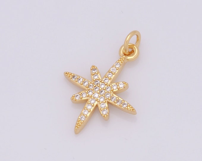 1 pcs Gold Polaris Pendant,18K Gold Filled Celestial Charm,Starburst Charm DIY Bracelet Necklace Jewelry Making Findings Supply