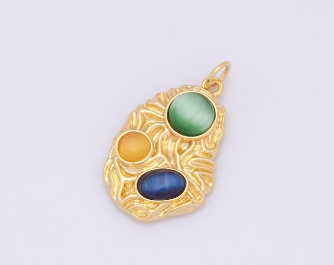 1 pcs Gold Oval Pendant,18K Gold Filled CZ Oval Charm,Oval Charms DIY Bracelet Necklace Jewelry Making Findings Supply