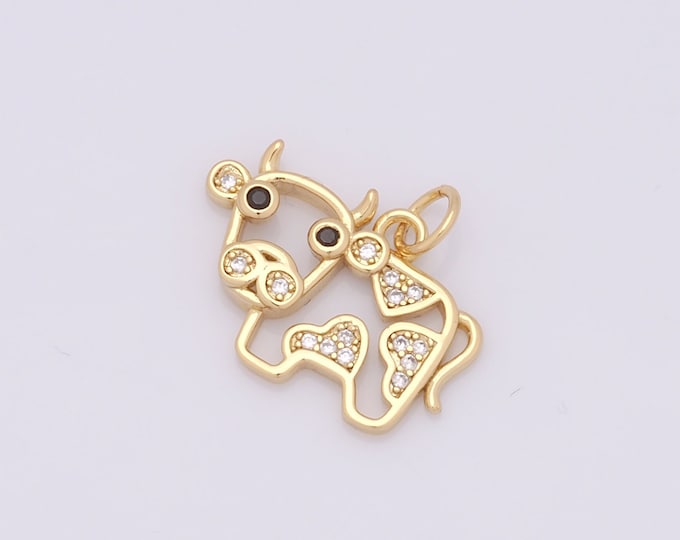 1 pcs Gold Cow Pendant,18K Gold Filled Animal Charm,Cow Charms DIY Bracelet Necklace Jewelry Making Findings Supply