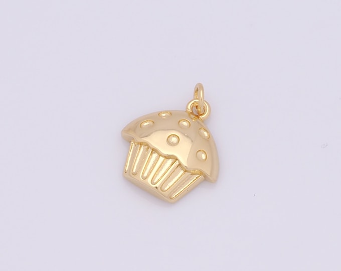 1 pcs Gold Cake Pendant,18K Gold Filled Cake Charm,Cake Charms DIY Bracelet Necklace Jewelry Making Findings Supply