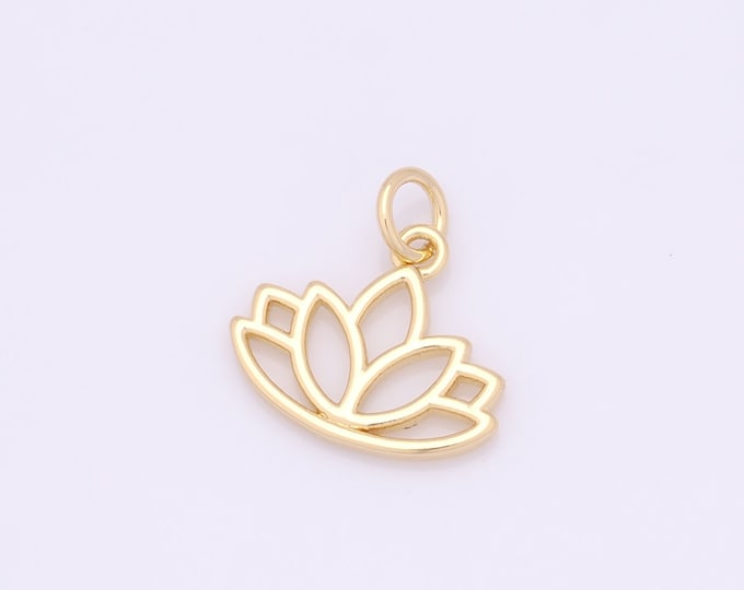 10 pcs Gold Lotus Pendant,18K Gold Filled Lotus Charm,Lotus Charms DIY Bracelet Necklace Jewelry Making Findings Supply
