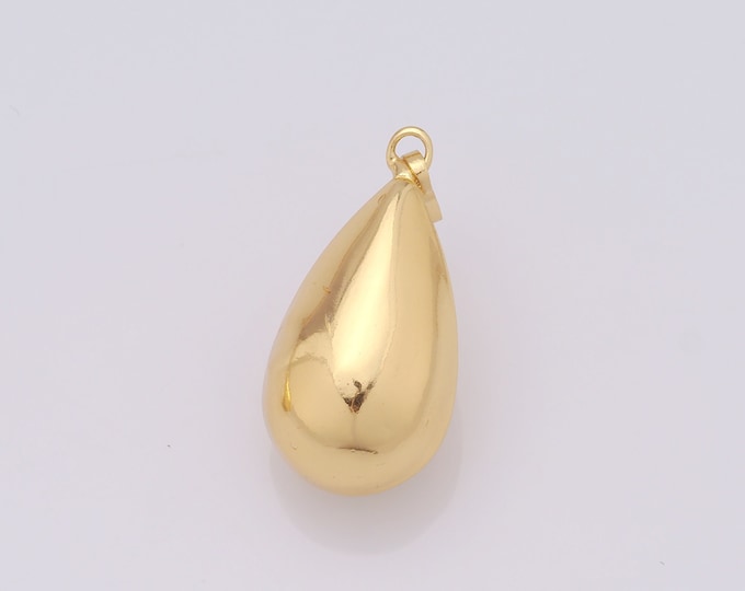 1 pcs Gold Water Drop Pendant,18K Gold Filled Water Drop Charm,Water Drop Charm DIY Bracelet Necklace Jewelry Making Findings Supply