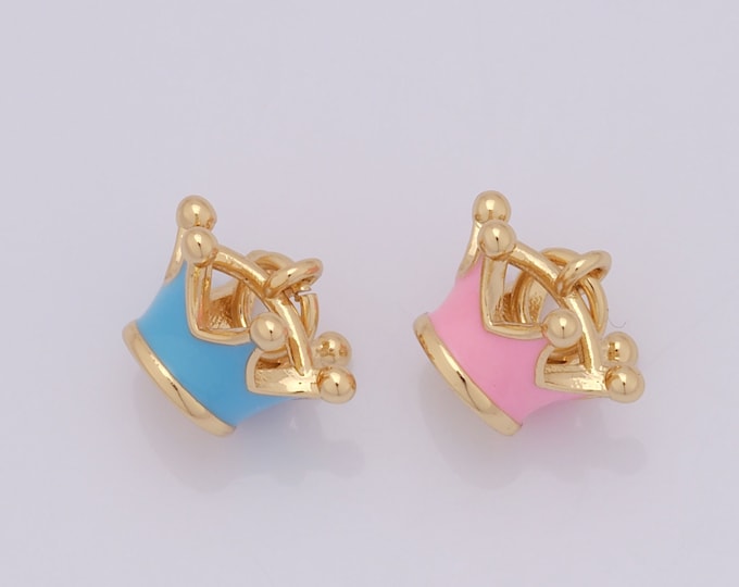 1 pcs Gold Crown Pendant,18K Gold Filled Enamel King Crown Charm,Queen Crown Charm DIY Bracelet Necklace Jewelry Making Findings Supply