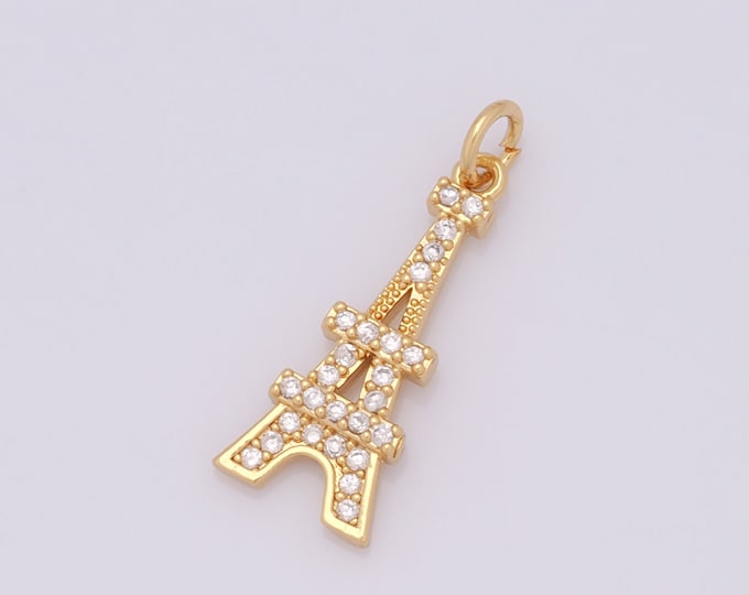 1 pcs Gold Eiffel Tower Pendant,18K Gold Filled Eiffel Tower Charm,Eiffel Tower Charms DIY Bracelet Necklace Jewelry Making Findings Supply