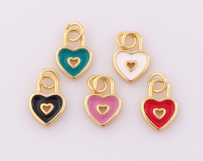 1 pcs Gold Heart Pendant,18K Gold Filled Heart Charm,Heart Charm DIY Bracelet Necklace Jewelry Making Findings Supply