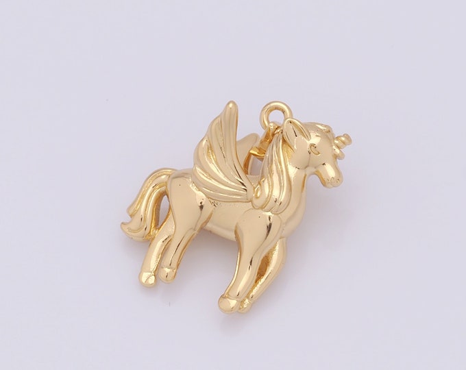 1 pcs Gold Pegasus Pendant,18K Gold Filled Animal Charm,Pegasus Charm DIY Bracelet Necklace Jewelry Making Findings Supply