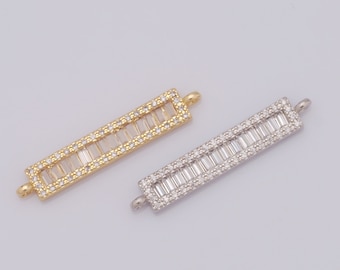 1 pcs Gold Square Connector,18K Gold Filled CZ Square Connector,Square Connector DIY Bracelet Necklace Jewelry Making Findings Supply