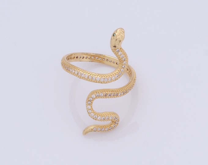1 Pcs Dainty Gold Bar Rings,18K Gold Filled CZ Open Rings,Snake Rings,Gift for Her