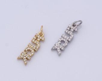 1 pcs Gold FUCK Pendant,18K Gold Filled Letter Charm,CZ Letter Charm DIY Bracelet Necklace Jewelry Making Findings Supply