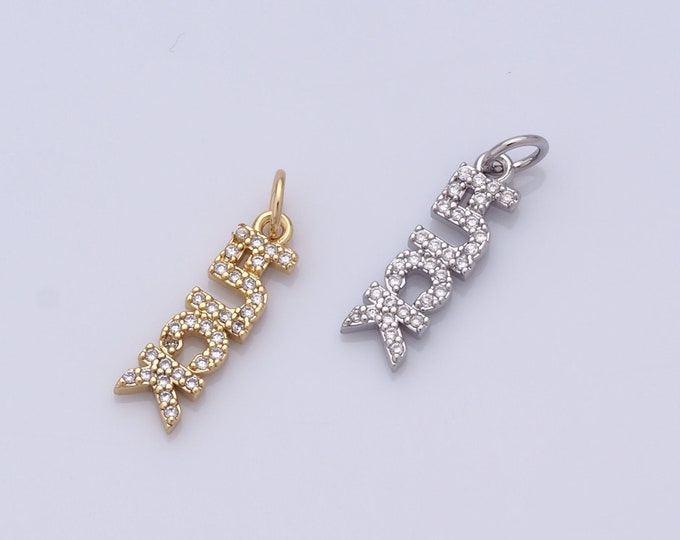 1 pcs Gold FUCK Pendant,18K Gold Filled Letter Charm,CZ Letter Charm DIY Bracelet Necklace Jewelry Making Findings Supply