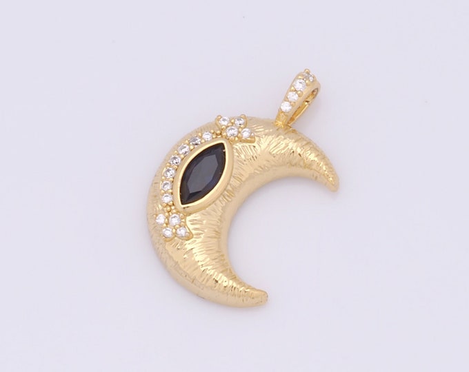 1 pcs Gold Moon Pendant,18K Gold Filled CZ Crescent Moon Charm,Moon Charms DIY Bracelet Necklace Jewelry Making Findings Supply