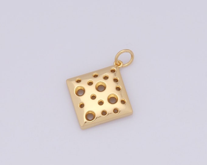 1 pcs Gold Cheese Pendant,18K Gold Filled Square Charm,Square Charms DIY Bracelet Necklace Jewelry Making Findings Supply