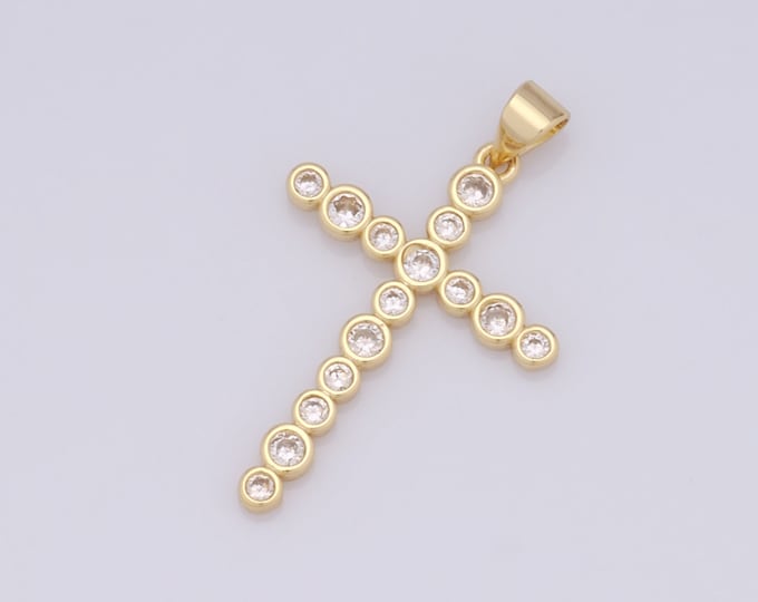 1 pcs Gold Cross Pendant,18K Gold Filled CZ Religion Charm,Christian Charms DIY Bracelet Necklace Jewelry Making Findings Supply