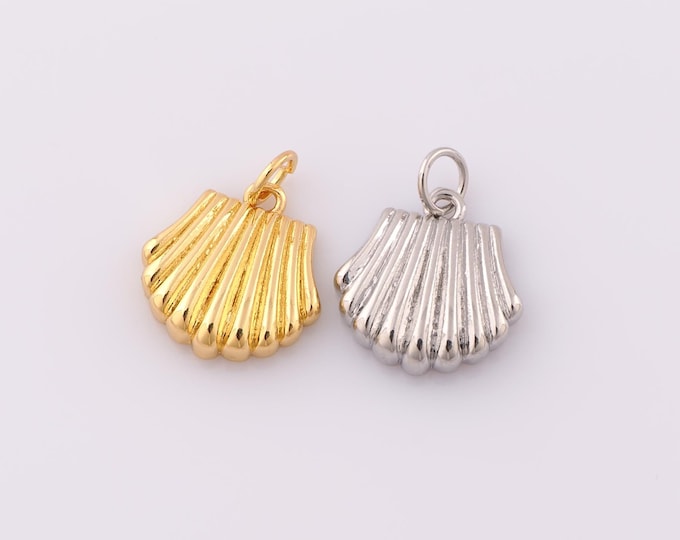 1 pcs Gold Shell Pendant,18K Gold Filled Shell Charm,Shell Charm DIY Bracelet Necklace Jewelry Making Findings Supply