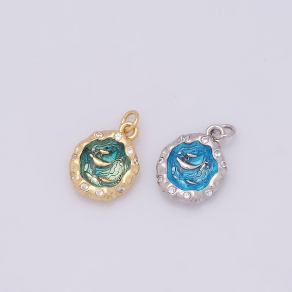 1 pcs Gold Ocean Pendant,18K Gold Filled Fish Charm,Ocean Charms DIY Bracelet Necklace Jewelry Making Findings Supply