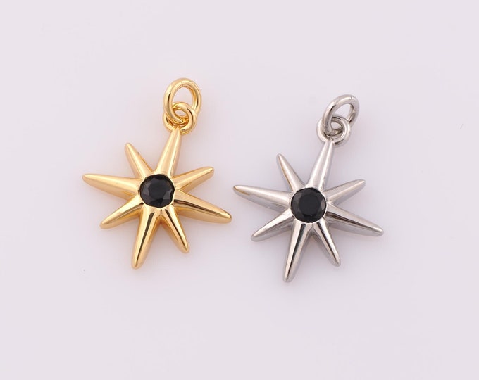 1 pcs Gold CZ North Star Pendant,18K Gold Filled Polaris Charm,North Star Charm DIY Bracelet Necklace Jewelry Making Findings Supply
