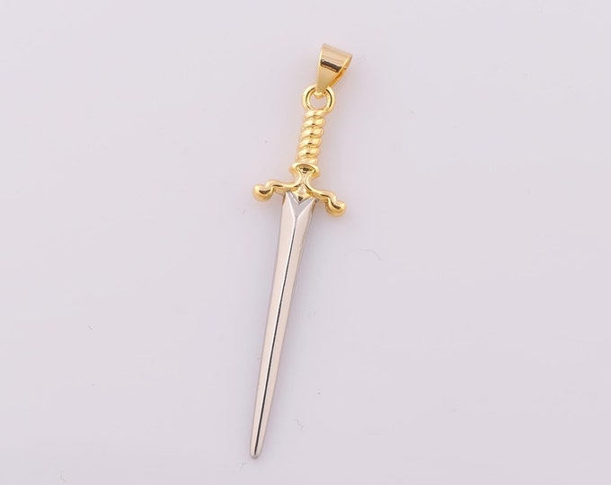 1 pcs Gold Sword Pendant,18K Gold Filled Sword Charm,Sword Charm DIY Bracelet Necklace Jewelry Making Findings Supply