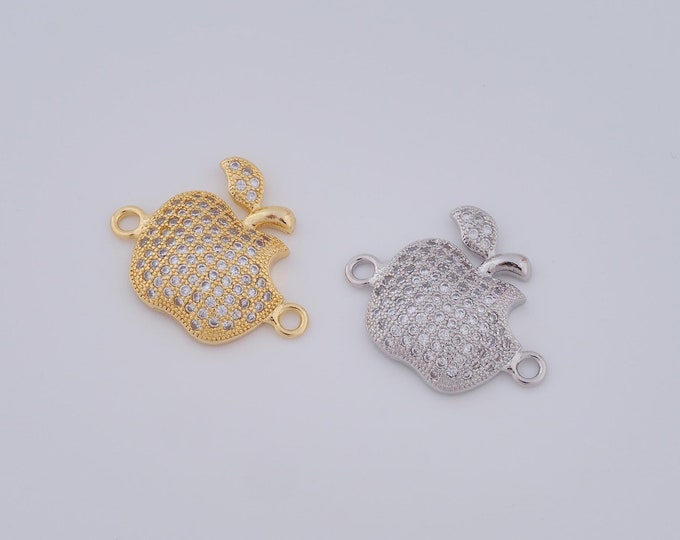 1 pcs Gold Apple Connector,18K Gold Filled CZ Apple Connector,Apple  Connector DIY Bracelet Necklace Jewelry Making Findings Supply