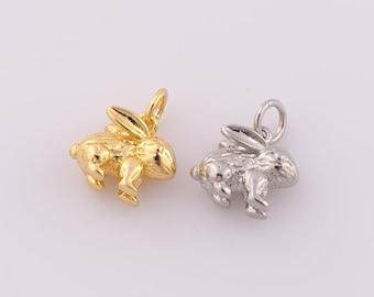 1 pcs Gold Rabbit Pendant,18K Gold Filled Rabbit Charm,Rabbit Charm DIY Bracelet Necklace Jewelry Making Findings Supply