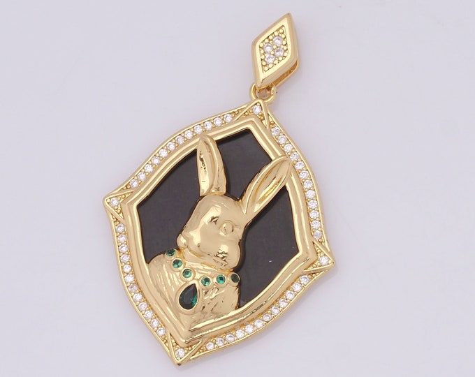 1 pcs Gold Rabbit Pendant,18K Gold Filled Rabbit Charm,Rabbit Charm DIY Bracelet Necklace Jewelry Making Findings Supply