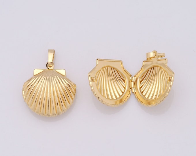 1 pcs Gold Photo Frame Pendant,18K Gold Filled Shell Charm,Shell Charm DIY Bracelet Necklace Jewelry Making Findings Supply