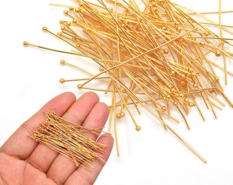 100 Pcs 18K Gold Filled Ball Pins Non Tarnish Craft Earring Bracelet Jewelry Making Accessories Supplies