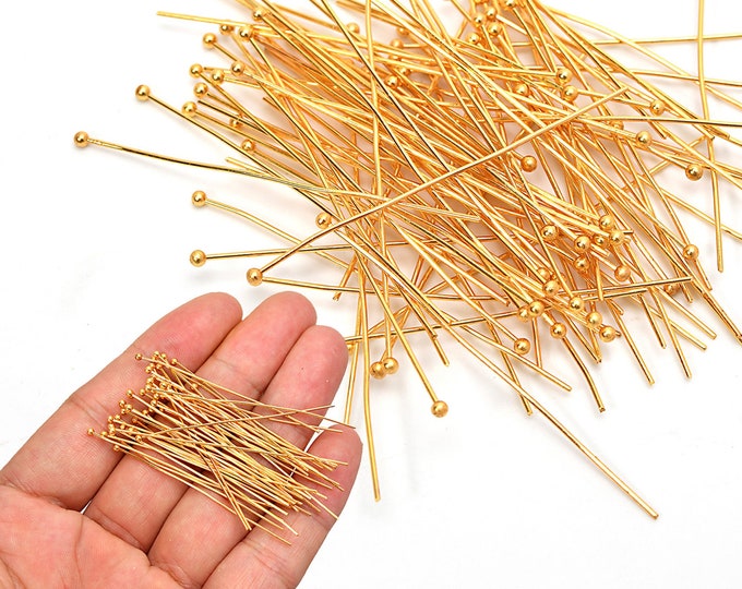 100 Pcs 18K Gold Filled Ball Pins Non Tarnish Craft Earring Bracelet Jewelry Making Accessories Supplies