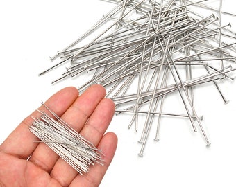 100 Pcs Platinum Flat Head Pins Non Tarnish Craft Earring Bracelet Jewelry Making Accessories Supplies