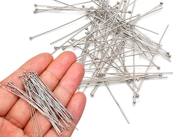 100 Pcs Platinum Ball Pins Non Tarnish Craft Earring Bracelet Jewelry Making Accessories Supplies