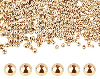 18K Gold Filled Round Spacer Beads,Ball Spacer Beads,Gold Spacer Beads for DIY Jewelry Necklace Making