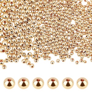 18K Gold Filled Round Spacer Beads,Ball Spacer Beads,Gold Spacer Beads for DIY Jewelry Necklace Making