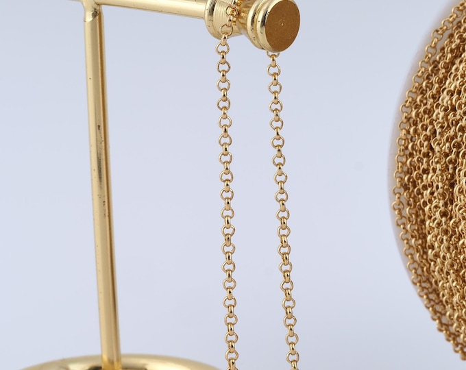 1 Meter Gold Rolo Chain, 18K Gold Filled Semi Finished Chain, Specialty Chains, DIY Jewelry Making Supplies