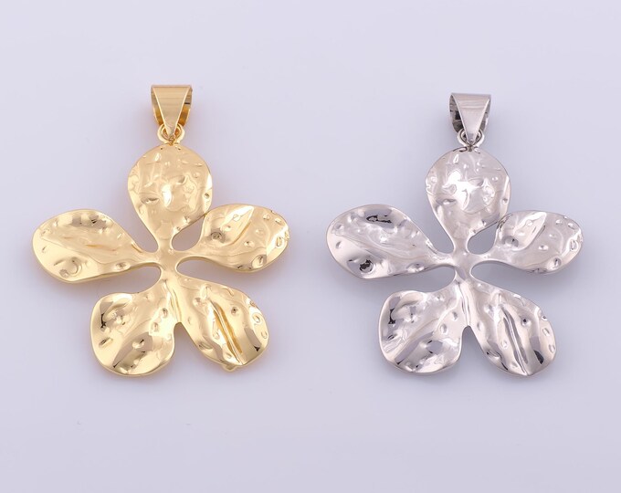 1 pcs Gold Flower Pendant,18K Gold Filled Flower Charm,Flower Charms DIY Bracelet Necklace Jewelry Making Findings Supply