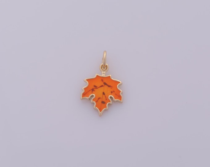 1 pcs Gold Enamel Maple Leaf Pendant,18K Gold Filled Leaf Charm,Maple Leaf Charms DIY Bracelet Necklace Jewelry Making Findings Supply
