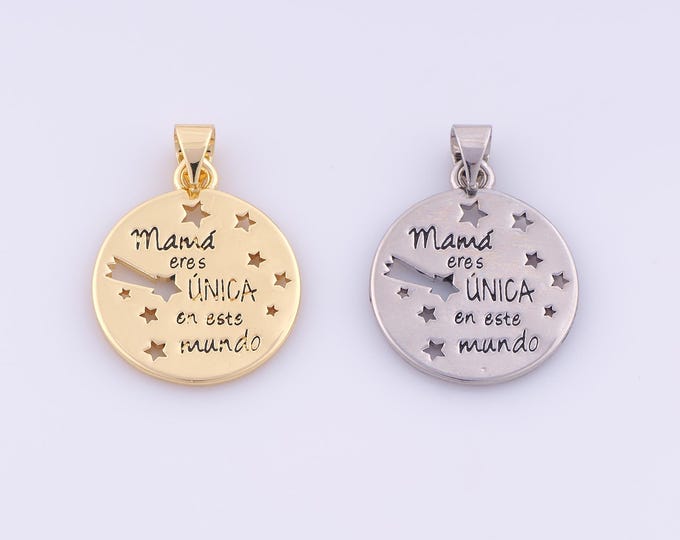 1 pcs Gold Round Medal Pendant,18K Gold Filled Disc Charm,Mother's Day Gift Charms DIY Bracelet Necklace Jewelry Making Findings Supply