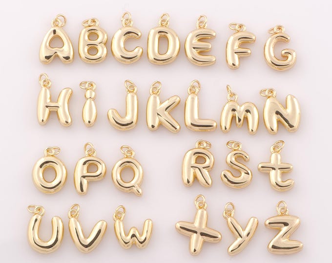 1 pcs Gold Letters Pendant,18K Gold Filled Initial Charm,Alphabet Charm DIY Bracelet Necklace Jewelry Making Findings Supply