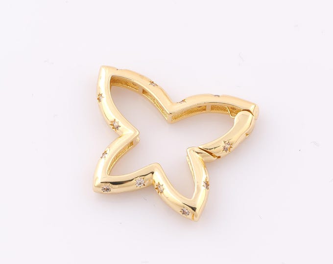 1 pcs Gold Push Door Clasp,18K Gold Filled Butterfly Clasp,Snap Clasp for DIY Bracelet Necklace Jewelry Making Findings Supply