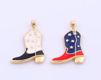 1 pcs Gold Enamel Knight Boot Pendant,18K Gold Filled Star Charm,Knight Charms DIY Bracelet Necklace Jewelry Making Findings Supply